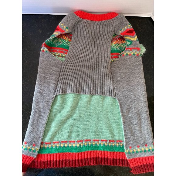 Gray Dog Sweater with Green Fringe, Size L, NWOT - Picture 4 of 4